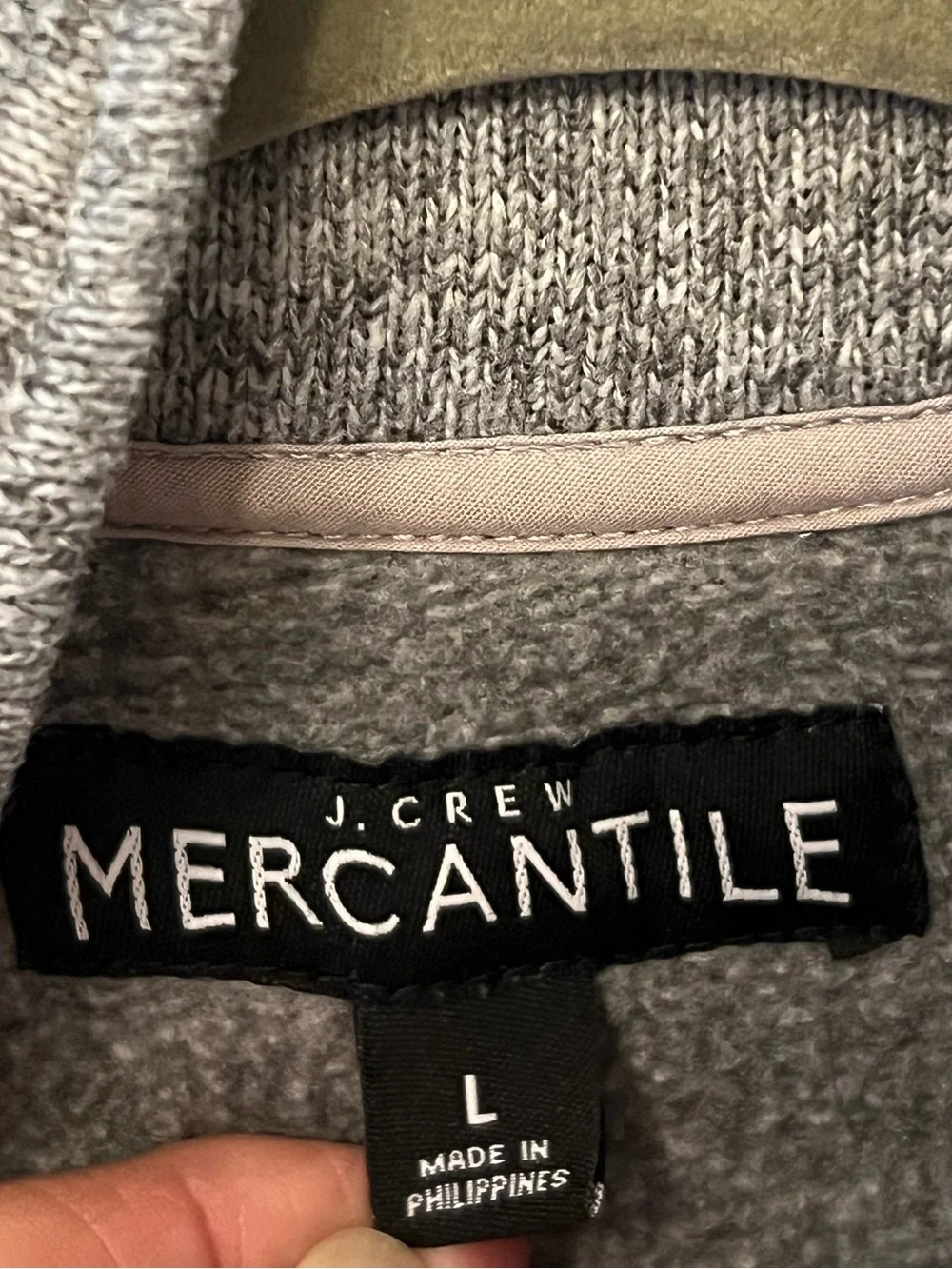 J. Crew Mercantile Heather Gray Quarter-Zip Pullover Fleece Lined Sweater Size L